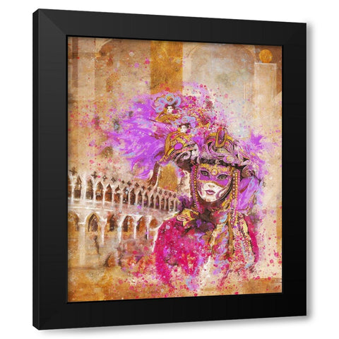 Venice Feather Hat Black Modern Wood Framed Art Print with Double Matting by Wiley, Marta