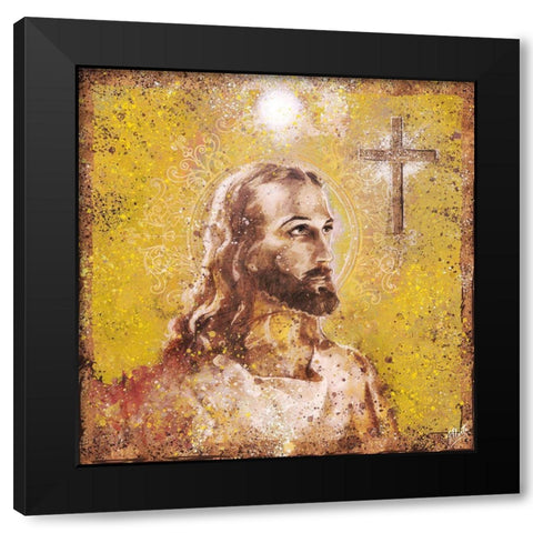 Jesus Rock Star Yellow Black Modern Wood Framed Art Print by Wiley, Marta