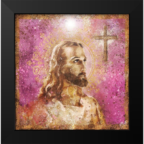 Jesus Rock Star Pink Black Modern Wood Framed Art Print by Wiley, Marta