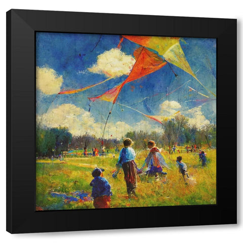 Colorful Kites I Black Modern Wood Framed Art Print by Wiley, Marta