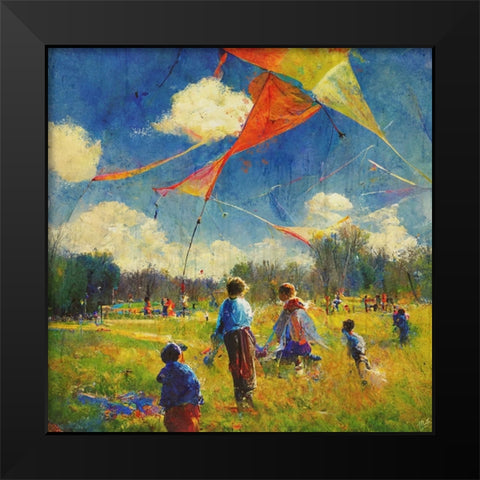 Colorful Kites I Black Modern Wood Framed Art Print by Wiley, Marta