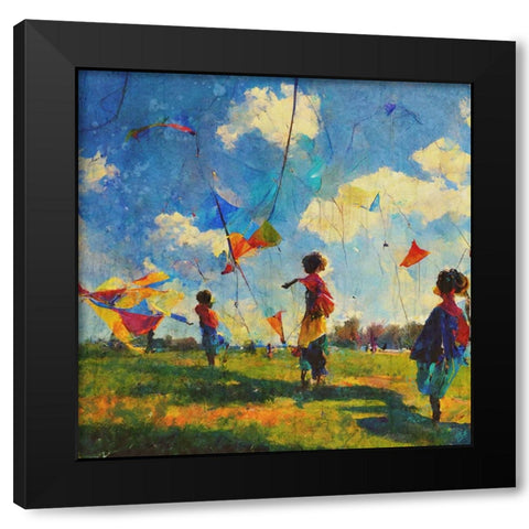 Colorful Kites II Black Modern Wood Framed Art Print by Wiley, Marta