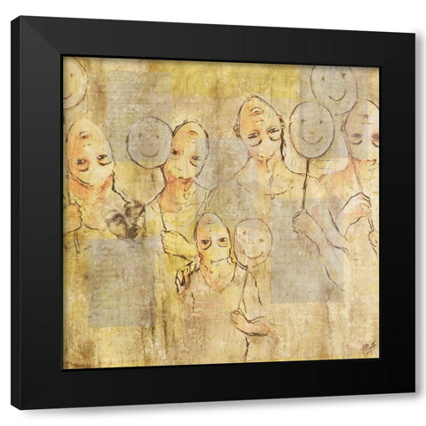 Happy Black Modern Wood Framed Art Print with Double Matting by Wiley, Marta