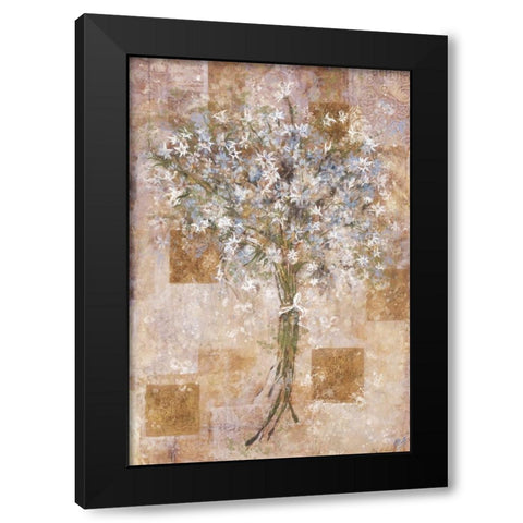 Blue Flowers Black Modern Wood Framed Art Print by Wiley, Marta