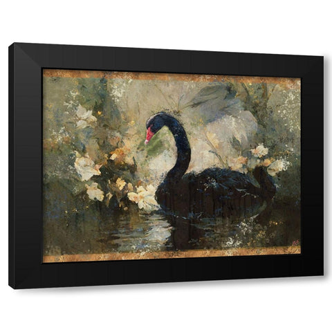 Swan II Black Modern Wood Framed Art Print by Wiley, Marta