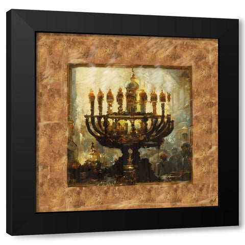 Abstract Menorah II Black Modern Wood Framed Art Print with Double Matting by Wiley, Marta