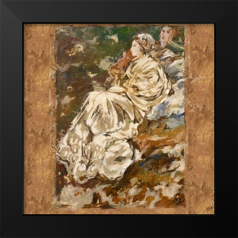Two Women Sketch Black Modern Wood Framed Art Print by Wiley, Marta