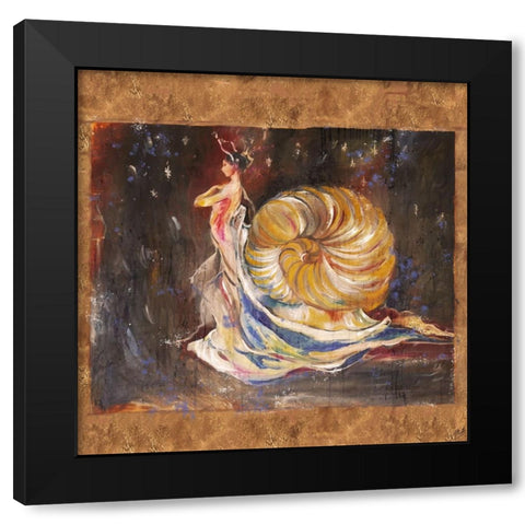 Snail Woman Sketch Black Modern Wood Framed Art Print with Double Matting by Wiley, Marta