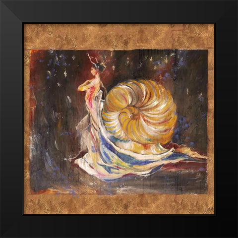Snail Woman Sketch Black Modern Wood Framed Art Print by Wiley, Marta
