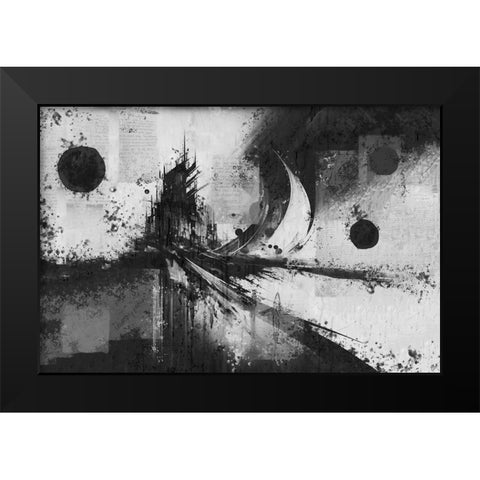 Black And White Poetry III Black Modern Wood Framed Art Print by Wiley, Marta