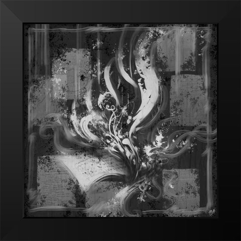 Black And White Poetry IIII Black Modern Wood Framed Art Print by Wiley, Marta