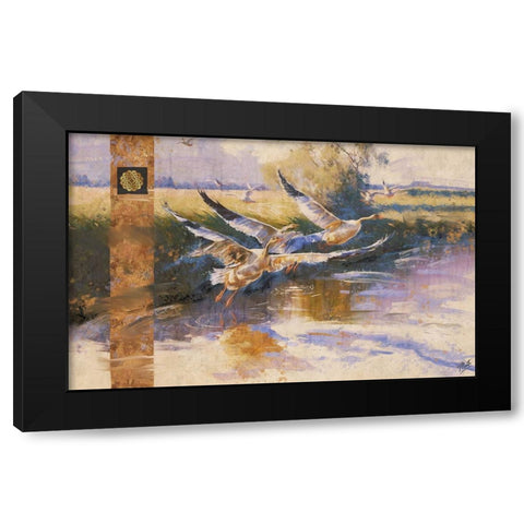 Goose I-gold Black Modern Wood Framed Art Print by Wiley, Marta