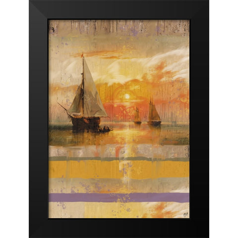 Sailing Sun Abstract Black Modern Wood Framed Art Print by Wiley, Marta
