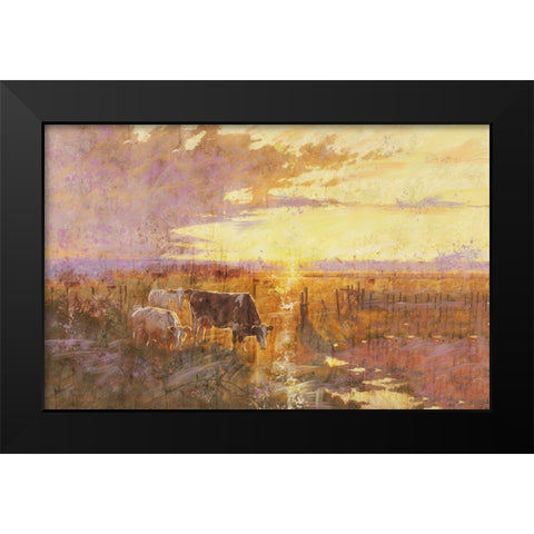 Golden Cows Black Modern Wood Framed Art Print by Wiley, Marta