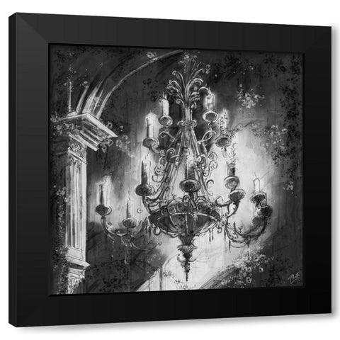 BW Chandelier II Black Modern Wood Framed Art Print with Double Matting by Wiley, Marta