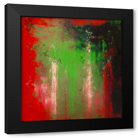 Abstract Red Green Black Modern Wood Framed Art Print by Wiley, Marta