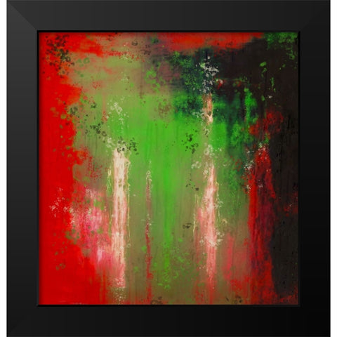 Abstract Red Green Black Modern Wood Framed Art Print by Wiley, Marta