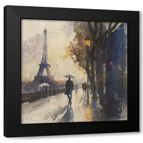 Paris Nights I Black Modern Wood Framed Art Print with Double Matting by Wiley, Marta