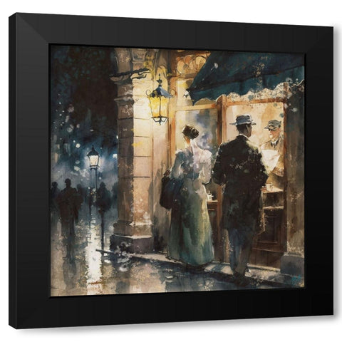 Paris Nights II Black Modern Wood Framed Art Print with Double Matting by Wiley, Marta