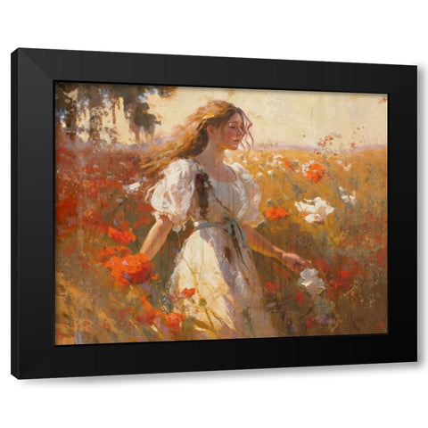 Poppies I Black Modern Wood Framed Art Print with Double Matting by Wiley, Marta