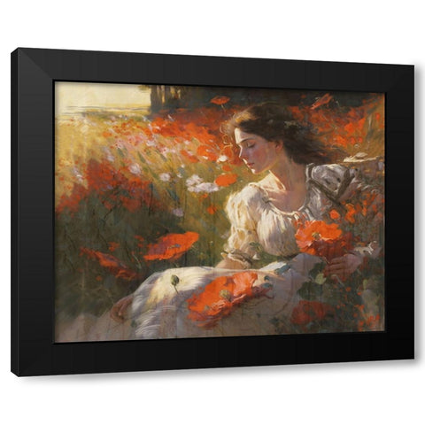 Poppies II Black Modern Wood Framed Art Print with Double Matting by Wiley, Marta