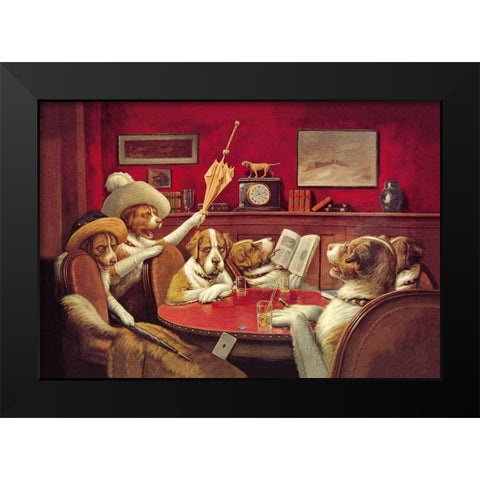 Poker Dogs: This Game Is Over, 1903 Black Modern Wood Framed Art Print by Coolidge, C.M.