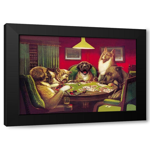 Poker Dogs: Stun, Shock and the Win, 1903 Black Modern Wood Framed Art Print with Double Matting by Coolidge, C.M.