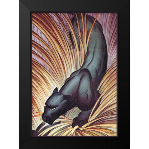 Stalking Panther, 1934 Black Modern Wood Framed Art Print by Felton, Major