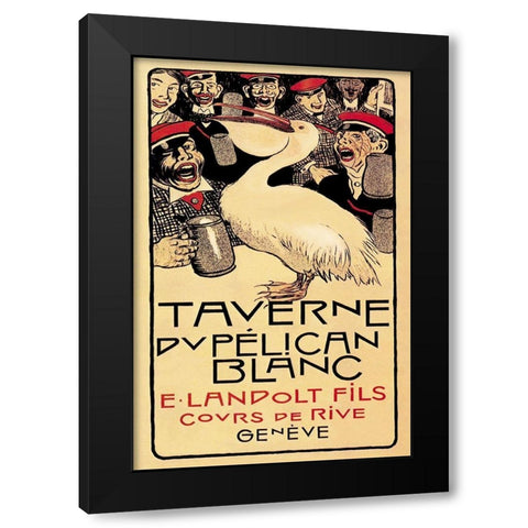 Taverne du Pelican Blanc, 1893 Black Modern Wood Framed Art Print with Double Matting by Forestier, Henry-Claudius