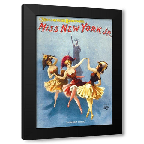 Miss New York Jr. Burlesque, 1897 Black Modern Wood Framed Art Print by H.C. Miner Litho Co.