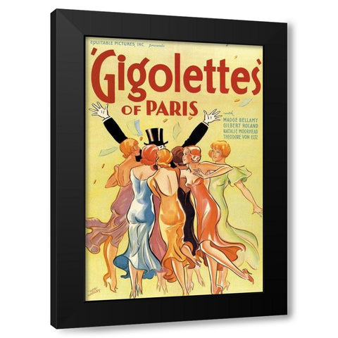 Gigolettes of Paris, 1929 Black Modern Wood Framed Art Print by Hadley, Hap