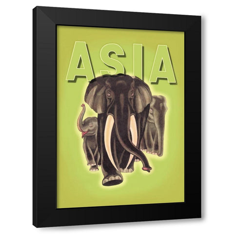 Indian Elephants, 1934 Black Modern Wood Framed Art Print by Harrer, Robert