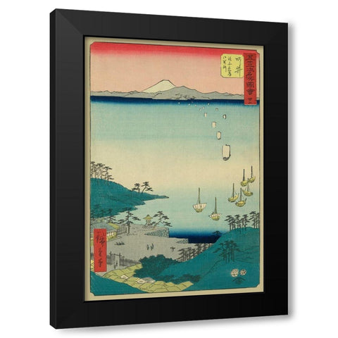 Arai, 1855 Black Modern Wood Framed Art Print by Hiroshige, Ando