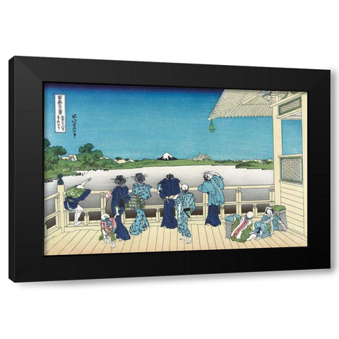 Sazai Hall - 500 Rakanji Temple, 1830 Black Modern Wood Framed Art Print by Hokusai