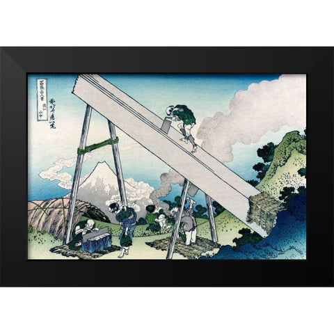 Fuji from a Sawyers View, 1830 Black Modern Wood Framed Art Print by Hokusai