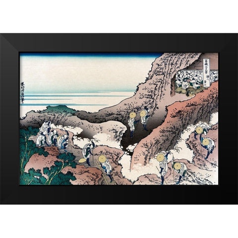 Climbing Mt. Fuji, 1830 Black Modern Wood Framed Art Print by Hokusai
