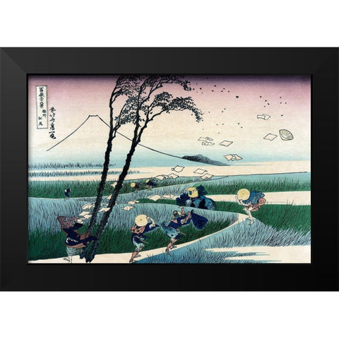 Ejiri in Suruga Province, 1830 Black Modern Wood Framed Art Print by Hokusai