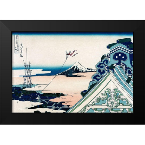 Asakusa Honganji Temple in the Eastern Capital, Edo, 1830 Black Modern Wood Framed Art Print by Hokusai