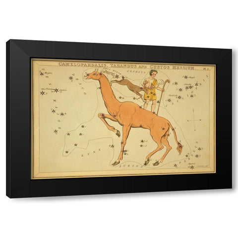 Camelopardalis, Tarandus and Custos Messium, 1825 Black Modern Wood Framed Art Print by Aspin, Jehoshaphat