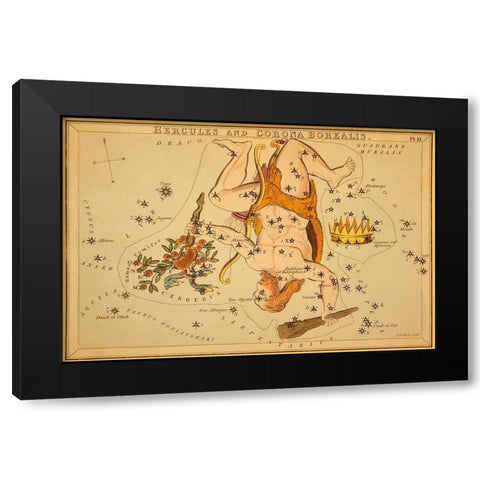 Hercules and Corona Borealis, 1825 Black Modern Wood Framed Art Print by Aspin, Jehoshaphat