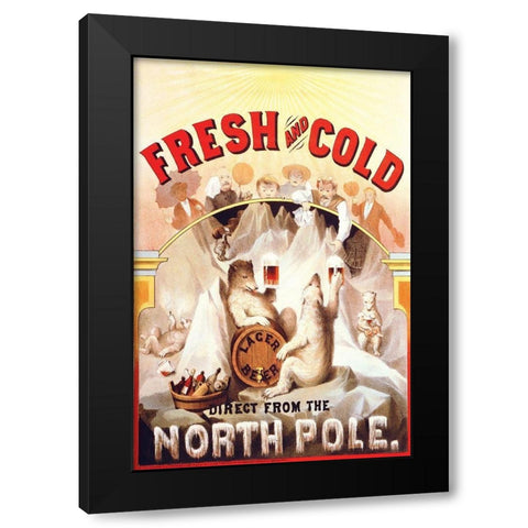 Fresh and Cold - Direct from the North Pole, 1877 Black Modern Wood Framed Art Print by Klemm, F.