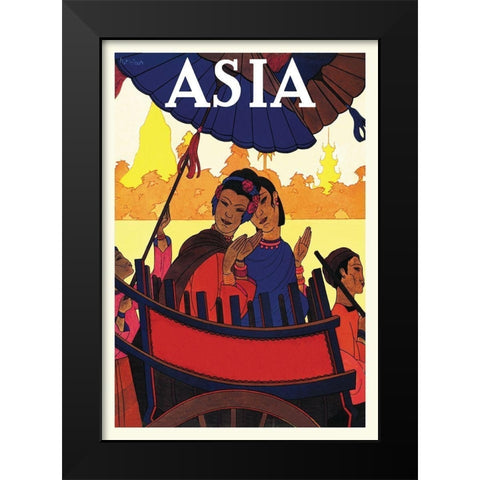 Burma-The Golden Landscape with Title, 1925 Black Modern Wood Framed Art Print by McIntosh, Frank