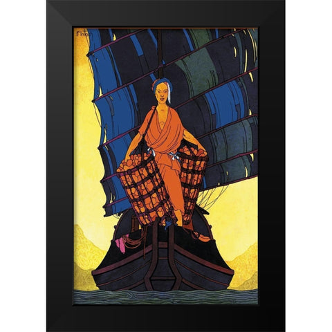 China-Cargoes, 1925 Black Modern Wood Framed Art Print by McIntosh, Frank