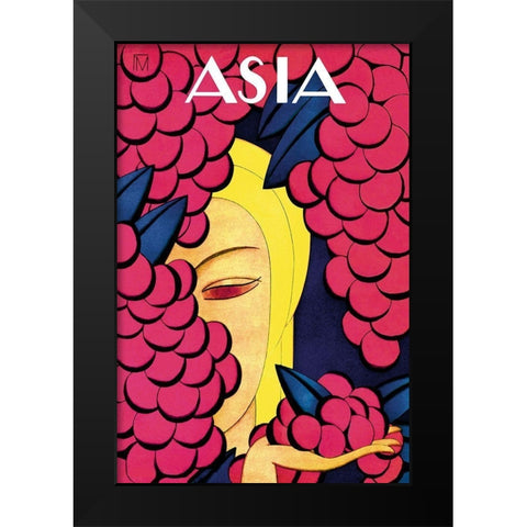 Persian Low Hanging Grapes with Title, 1926 Black Modern Wood Framed Art Print by McIntosh, Frank