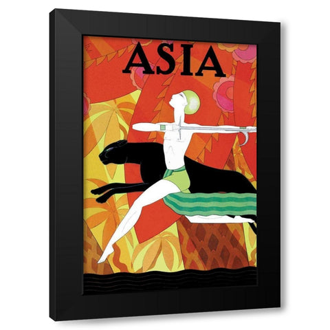 Mowgli and the Black Panther with Title, 1926 Black Modern Wood Framed Art Print with Double Matting by McIntosh, Frank