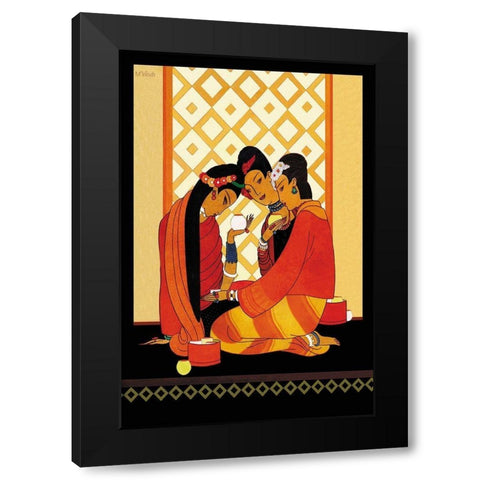 Burma-Gossip, 1926 Black Modern Wood Framed Art Print by McIntosh, Frank