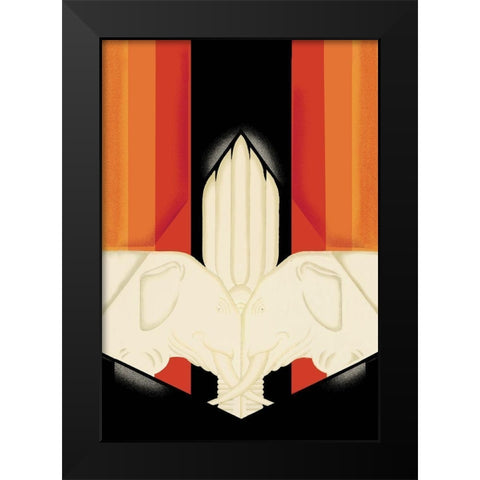 The Ivory Elephants, 1927 Black Modern Wood Framed Art Print by McIntosh, Frank