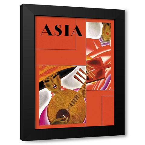 Japanese Instrument Player with Title, 1931 Black Modern Wood Framed Art Print with Double Matting by McIntosh, Frank