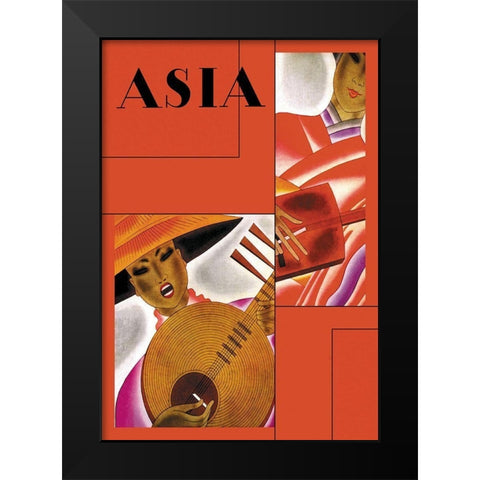 Japanese Instrument Player with Title, 1931 Black Modern Wood Framed Art Print by McIntosh, Frank