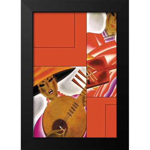 Japanese Instrument Player, 1931 Black Modern Wood Framed Art Print by McIntosh, Frank